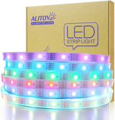 ALITOVE 12V WS2815 LED Strip Individually Addressable Dual Signal 4pin RGB LED Strip Lights Outdoor 150 Pixels 16.4ft Waterproof IP67, Replacement for WS2812B WS2811 SK6812(No Power & Controller) - ALITOVE-Add Vivid Color to Life